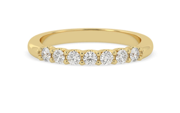 Lab-grown diamond half eternity wedding band in yellow gold