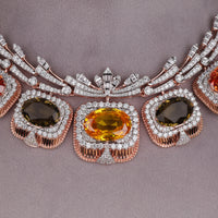 Luxury Multi Color Oval Cut CZ Statement Necklace Set