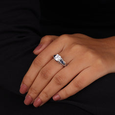 Asscher Cut CZ Vintage Inspired Engagement Ring - alternate view