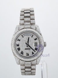 Round Moissanite Iced Out Men's Wrist Watch Stainless Steel