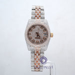 Round Moissanite Stainless Steel Datejust Women's Wrist Watch