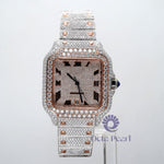 Elegant Automatic Roman Number Squared Dial Iced Out Watch