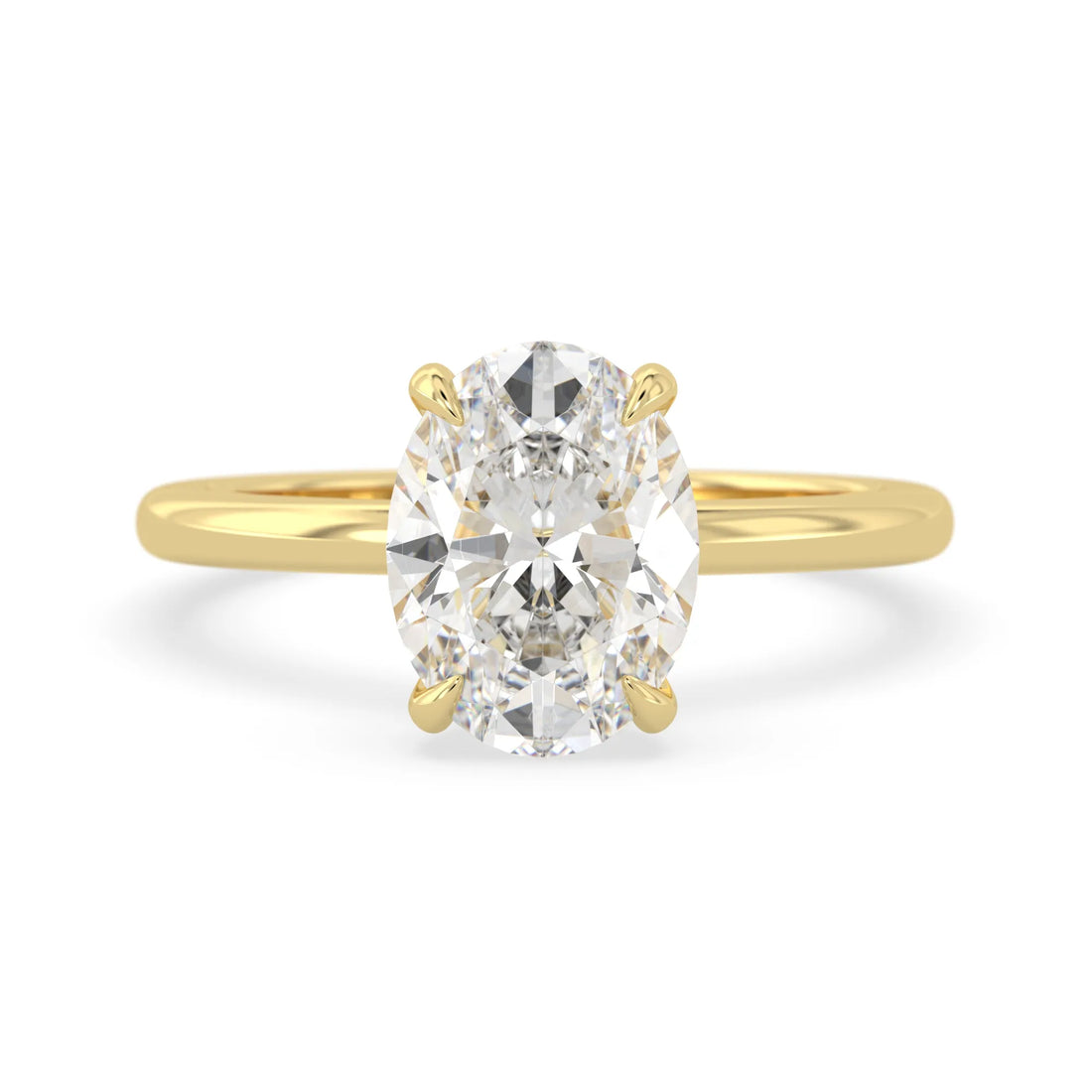 OctaPearl 2 ct Oval Cut Lab Grown Diamond Solitaire Engagement Ring - Yellow Gold
