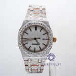 Round Moissanite Studded Automatic Stainless Steel Hip Hop Watch