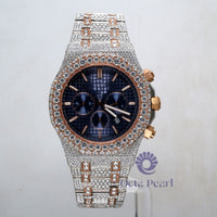 Round Moissanite Automatic Movement Stainless Steel Chronograph Watch