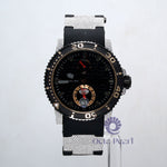 Round Moissanite Chronometer Black Rubber Strap Men's Wrist watch