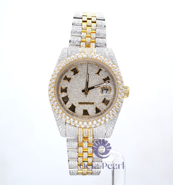 VVS Round Moissanite Roman Numbers Women's Watch