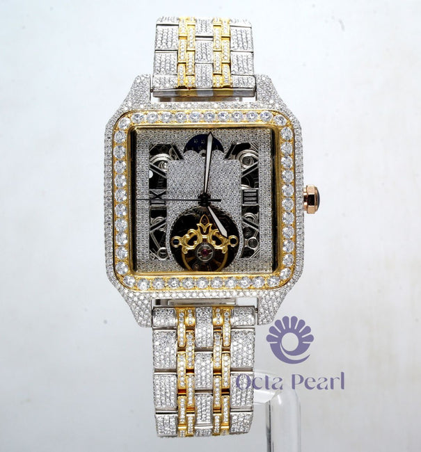 Automatic Movement Round VVS Moissanite Iced Out Hip Hop Watch