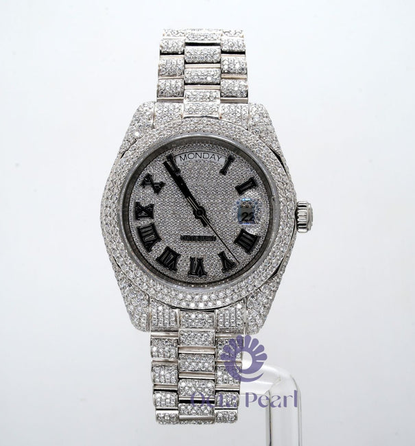 Round Moissanite Hip Hop Iced Out Day-Date Watches For Men