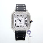 Black Rubber Belt Round Moissanite Watch For Daily Wear