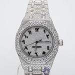 Luxurious Ice Out Round White Moissanite Arabic Dial Hip Hop Watch