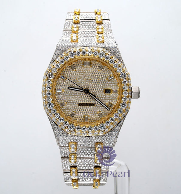 Luxury Round Moissanite Fully Iced Out Automatic Bust Down Watch