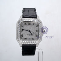 Leather Strap Moissanite Watch