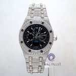 Men's Hip Hop Ice Out Round Moissanite Chronograph Black Dial Watch