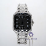 Round Moissanite Black Dial Hip Hop Iced Out Watch For Rapper