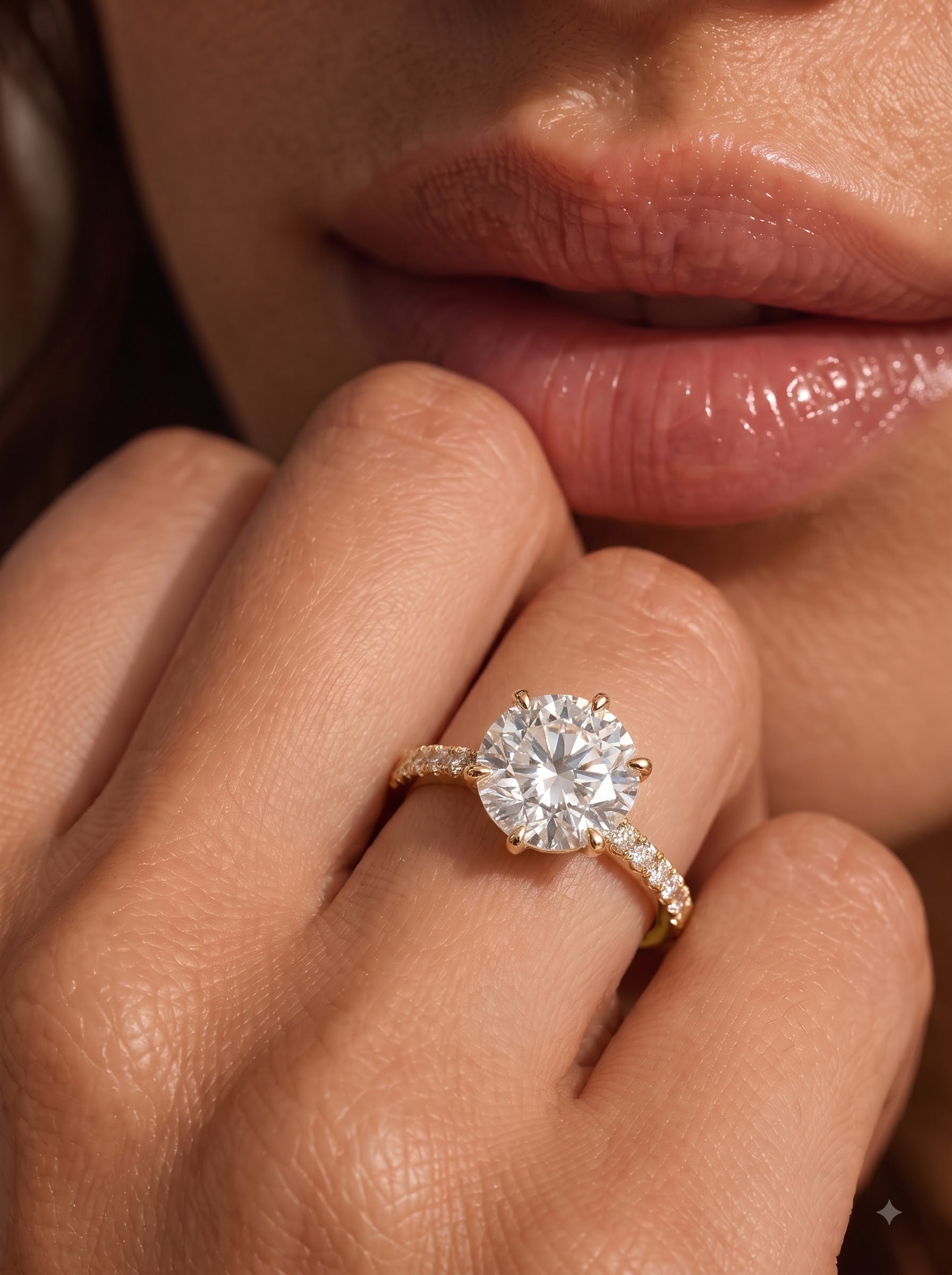 OctaPearl 4.5 ct Round Hidden Halo Lab Grown Diamond Pavé Engagement Ring - alternate view