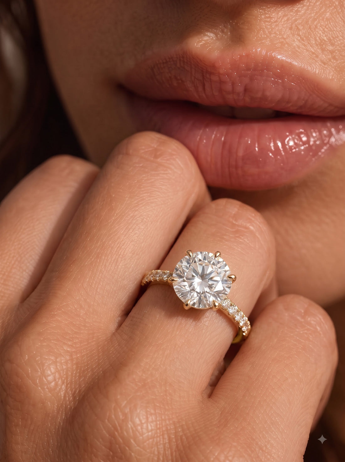 OctaPearl 4.5 ct Round Hidden Halo Lab Grown Diamond Pavé Engagement Ring