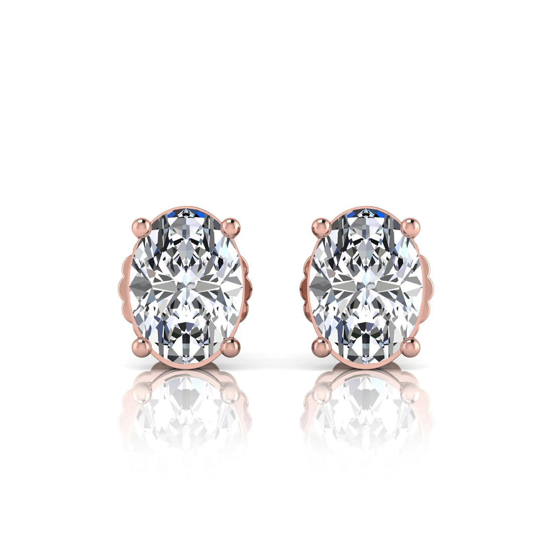 OctaPearl Oval Cut 3.00 ct IGI Certified Lab Grown Diamond Stud Earrings