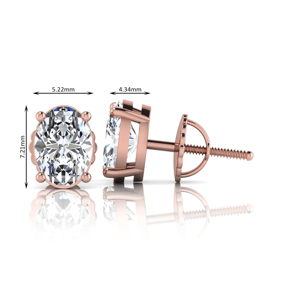 OctaPearl Oval Cut 3.00 ct IGI Certified Lab Grown Diamond Stud Earrings