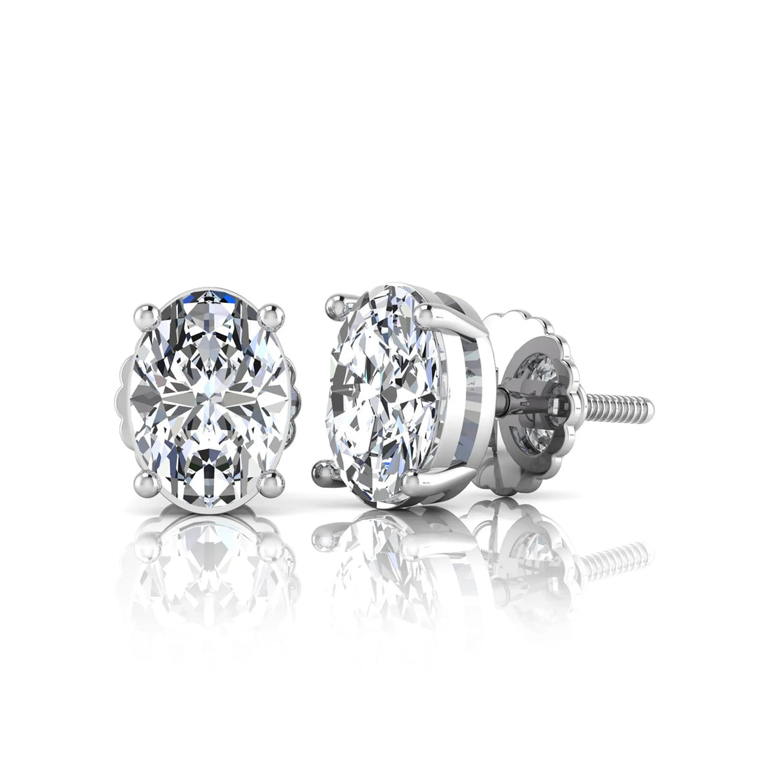 OctaPearl Oval Cut 3.00 ct IGI Certified Lab Grown Diamond Stud Earrings