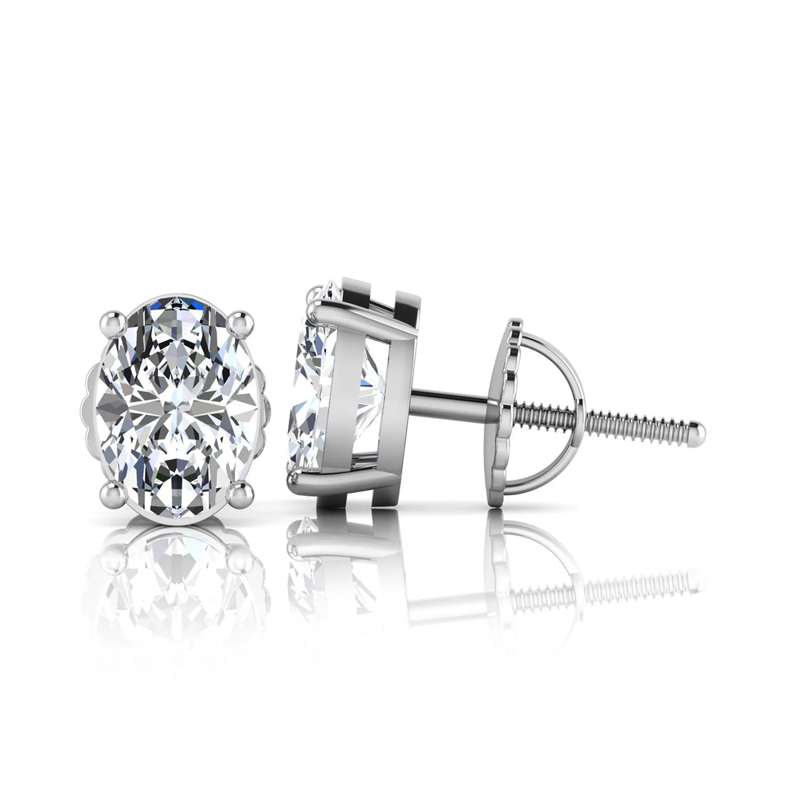 OctaPearl Oval Cut 3.00 ct IGI Certified Lab Grown Diamond Stud Earrings