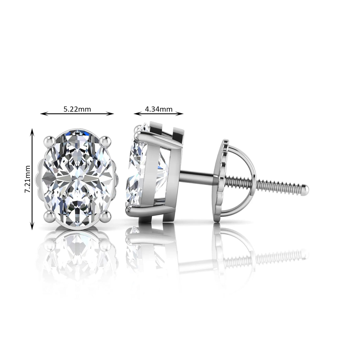 OctaPearl Oval Cut 3.00 ct IGI Certified Lab Grown Diamond Stud Earrings