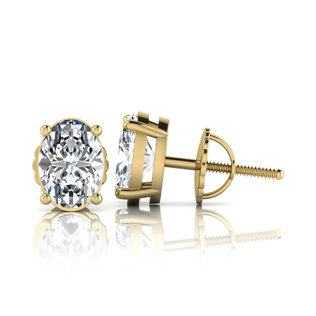 OctaPearl Oval Cut 3.00 ct IGI Certified Lab Grown Diamond Stud Earrings