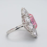 Baby Pink Oval With White Pear Cut CZ Stone Floral Inspire Cocktail Ring For Mother's Day Gift