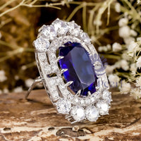 Blue Sapphire Oval With Round Cut CZ Stone Royal Look Pretty Brooch In 925 Silver