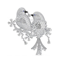 Round & Marquise CZ Stone Love Bird Pin – Fashion Jewelry Accessory