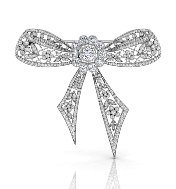 Lace Motif Moissanite Brooch For Women's