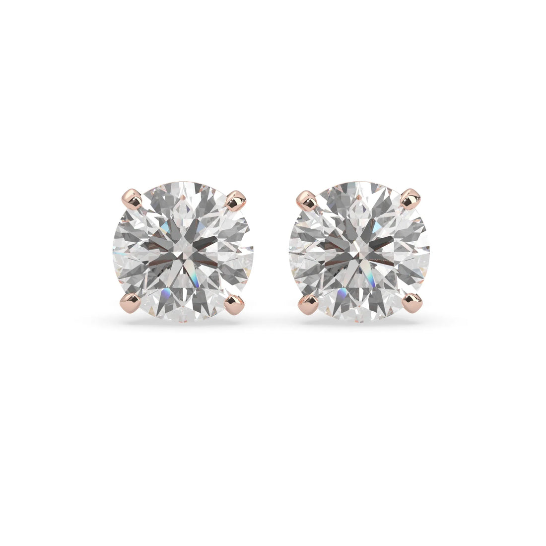 OctaPearl IGI Certified Round Cut Lab Grown Diamond Stud Earrings - 4.00 CTW