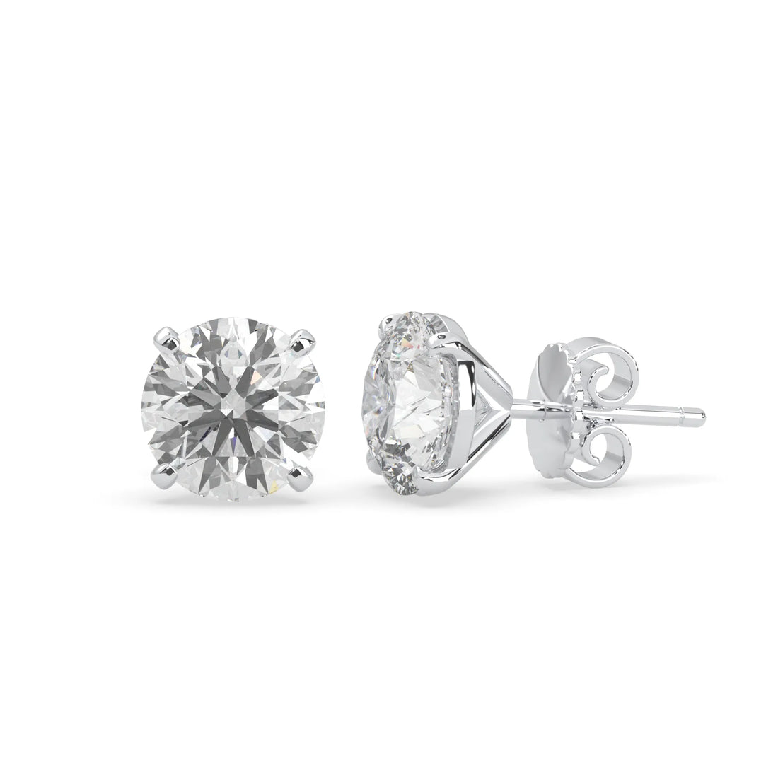 OctaPearl IGI Certified Round Cut Lab Grown Diamond Stud Earrings - 4.00 CTW