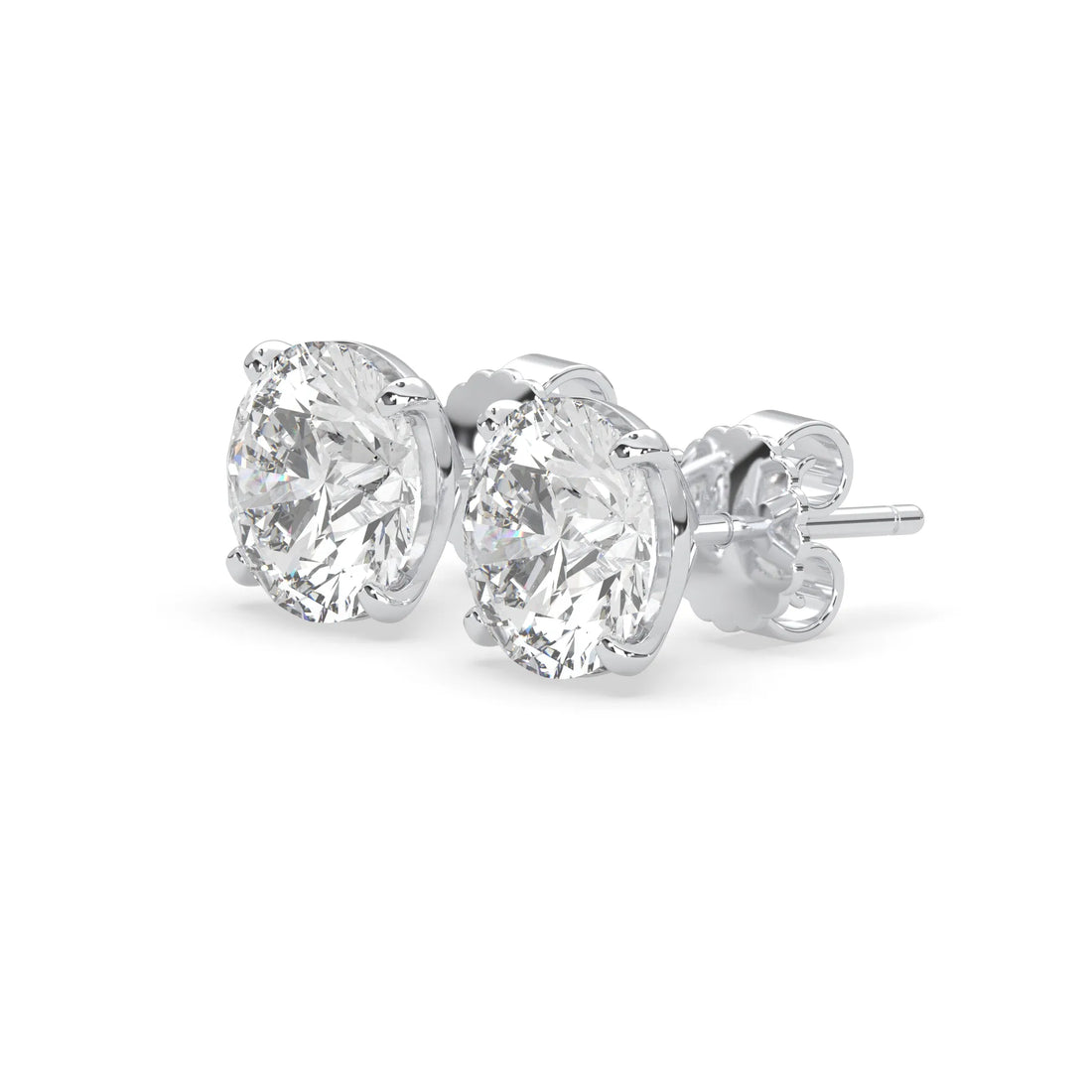 OctaPearl IGI Certified Round Cut Lab Grown Diamond Stud Earrings - 4.00 CTW