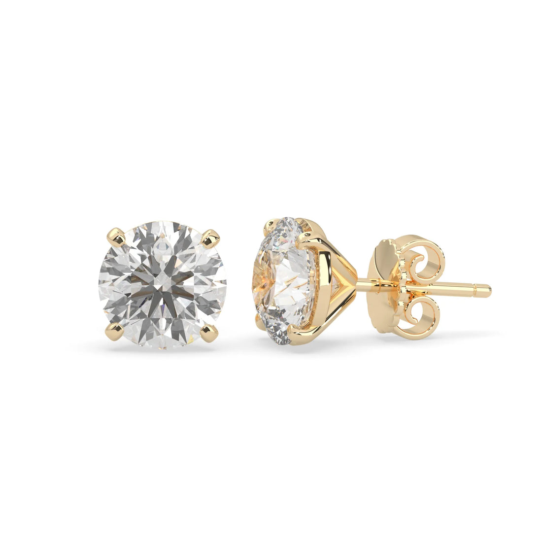 OctaPearl IGI Certified Round Cut Lab Grown Diamond Stud Earrings - 4.00 CTW