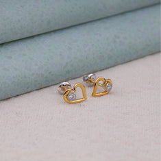 Moissanite Diamond Heart Stud Earrings in Gold - alternate view