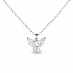 Marquise & Round Moissanite Diamond Necklace – Silver Pendant