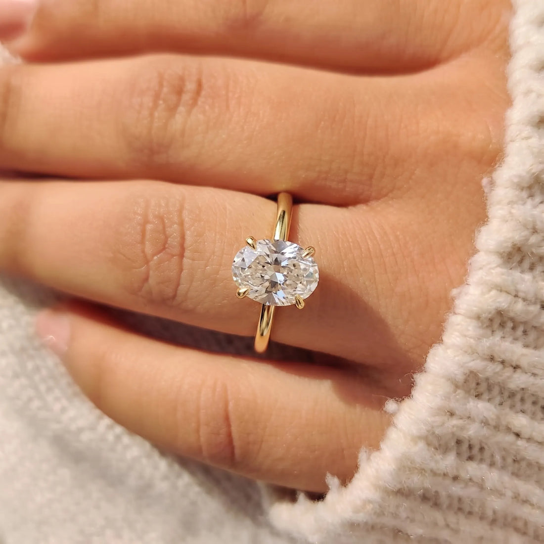 OctaPearl 2 ct Oval Cut Lab Grown Diamond Solitaire Engagement Ring