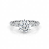 Round Moissanite Halo Pavé Engagement Ring