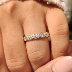 OctaPearl Oval Cut Lab Grown Diamond Half Eternity Wedding Band - alternate view
