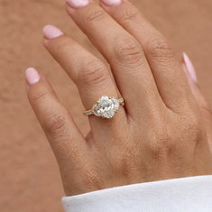 OctaPearl 2.00 ct Oval Three Stone Pavé Lab Grown Diamond Engagement Ring - alternate view