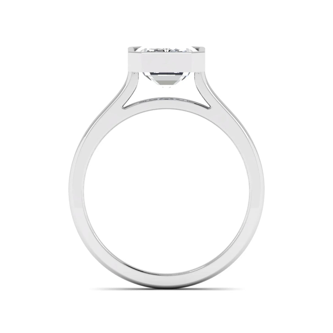 OctaPearl 3 ct Emerald Bezel Set Lab Grown Diamond Solitaire Engagement Ring