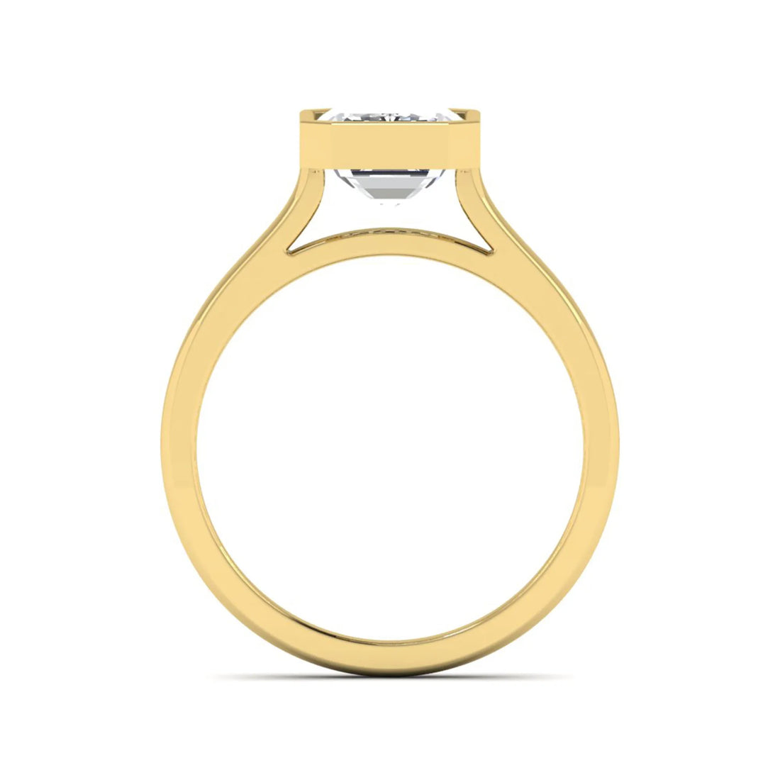 OctaPearl 3 ct Emerald Bezel Set Lab Grown Diamond Solitaire Engagement Ring