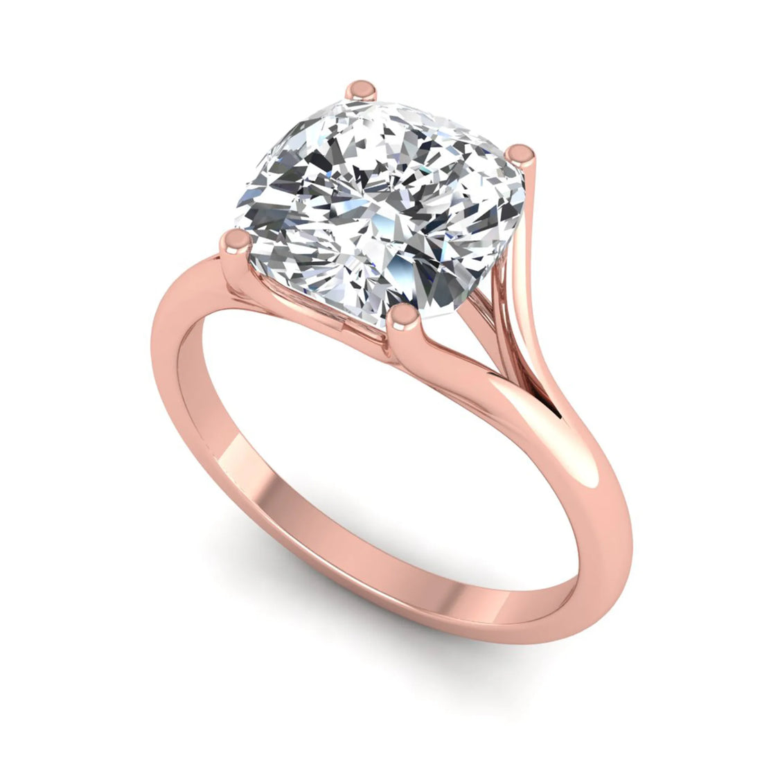 OctaPearl 3 ct Cushion Cut Prong Set Lab Grown Diamond Solitaire Engagement Ring
