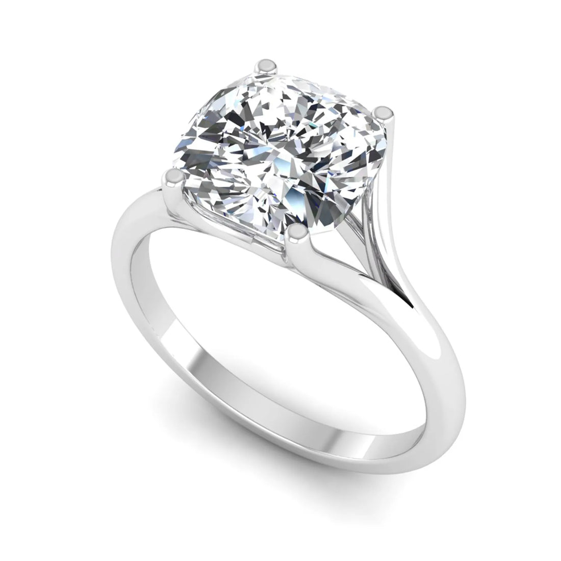 OctaPearl 3 ct Cushion Cut Prong Set Lab Grown Diamond Solitaire Engagement Ring
