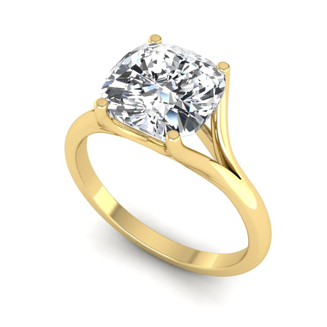 OctaPearl 3 ct Cushion Cut Prong Set Lab Grown Diamond Solitaire Engagement Ring