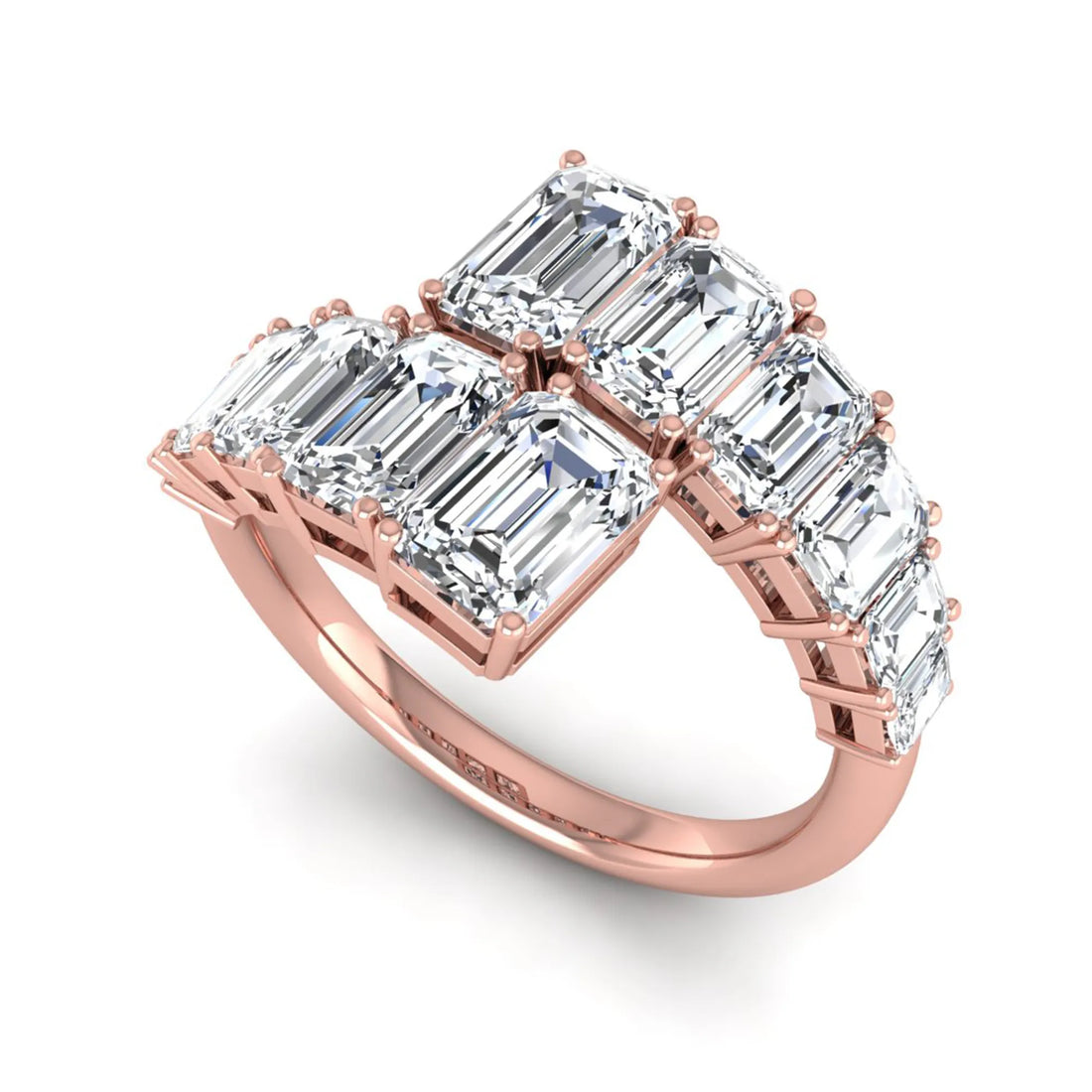 OctaPearl Emerald Cut Prong Set Lab Grown Diamond Open Wrap Ring