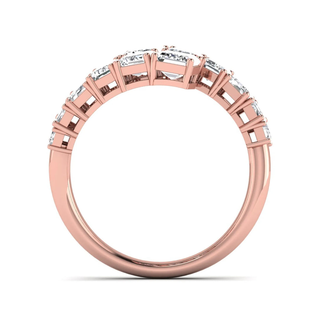 OctaPearl Emerald Cut Prong Set Lab Grown Diamond Open Wrap Ring