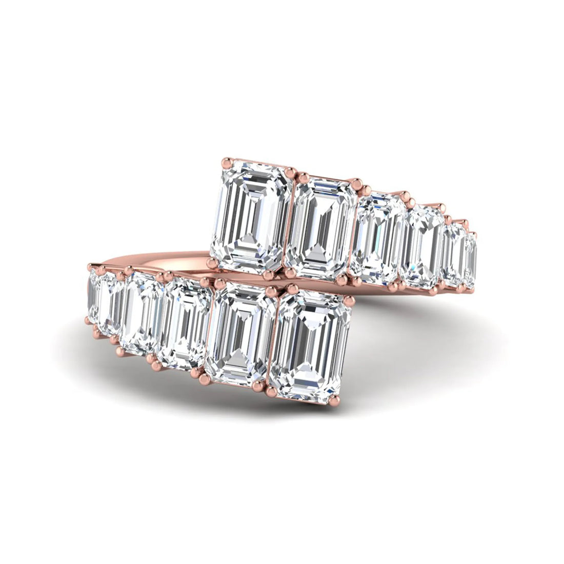 OctaPearl Emerald Cut Prong Set Lab Grown Diamond Open Wrap Ring