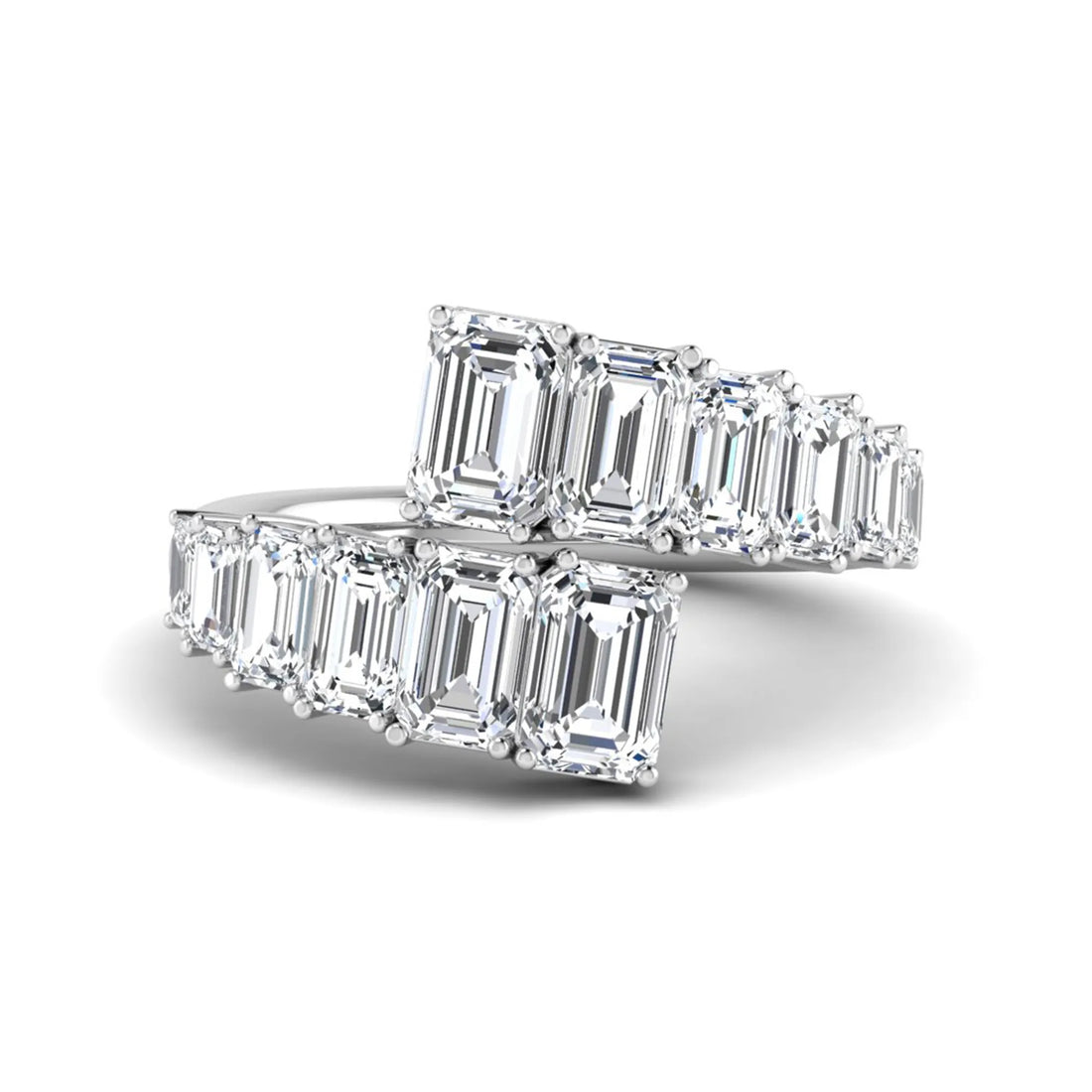 OctaPearl Emerald Cut Prong Set Lab Grown Diamond Open Wrap Ring